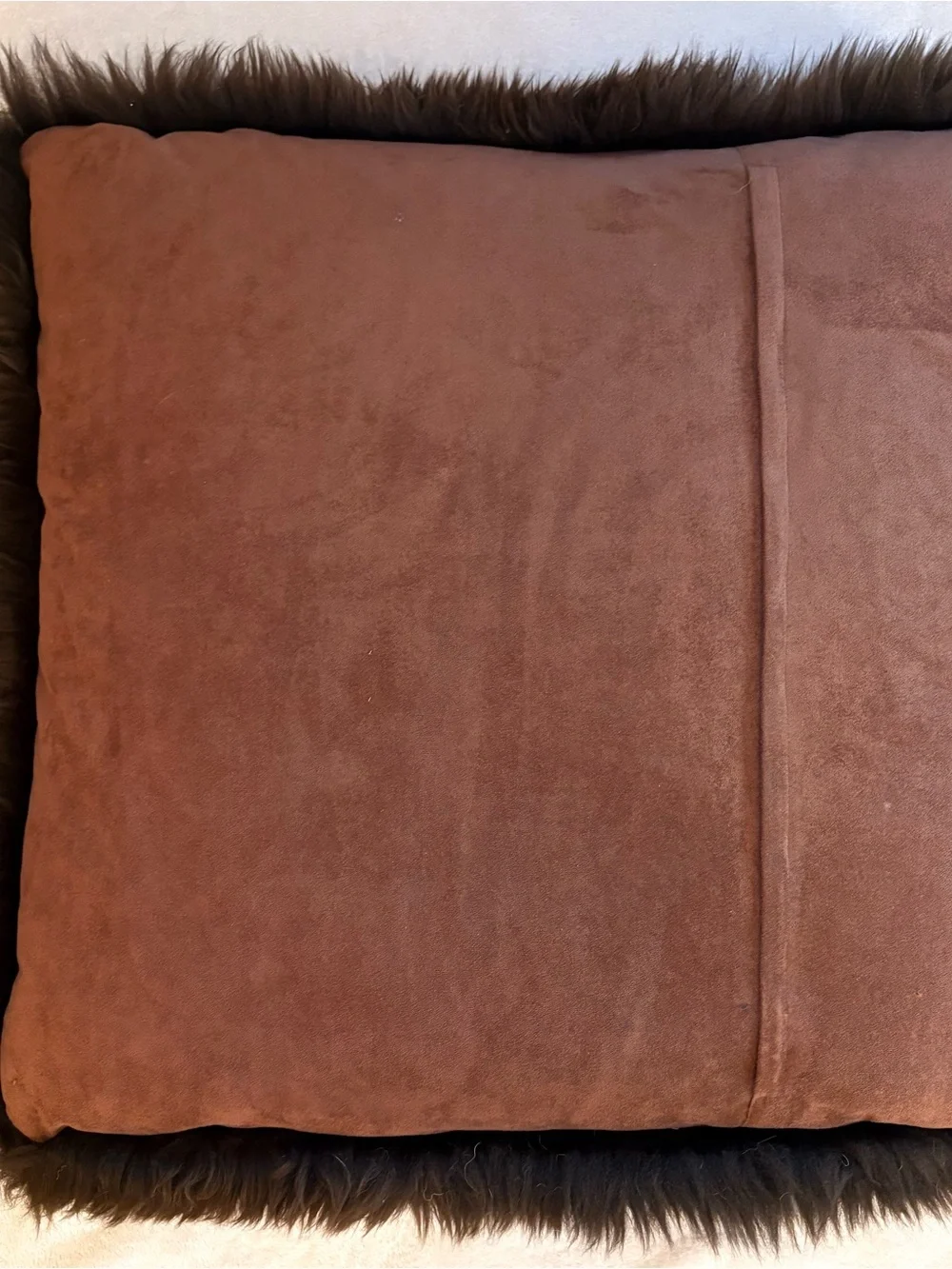 Long Fur Shearling Pillow from Nature’s Collection Chocolate Brown 26 x 26”